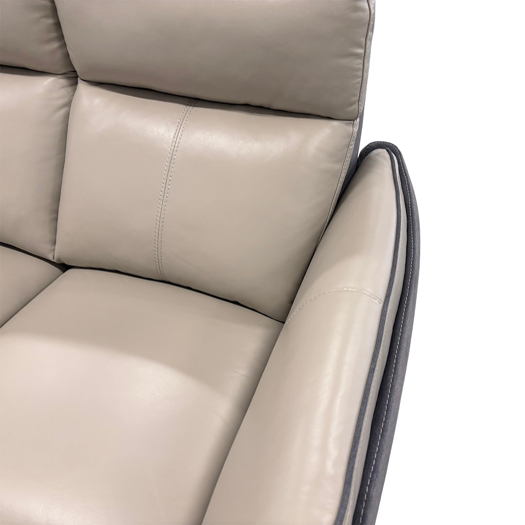 'Ego' Sand Leather Charcoal Fabric Combination 3 Seater Sofa
