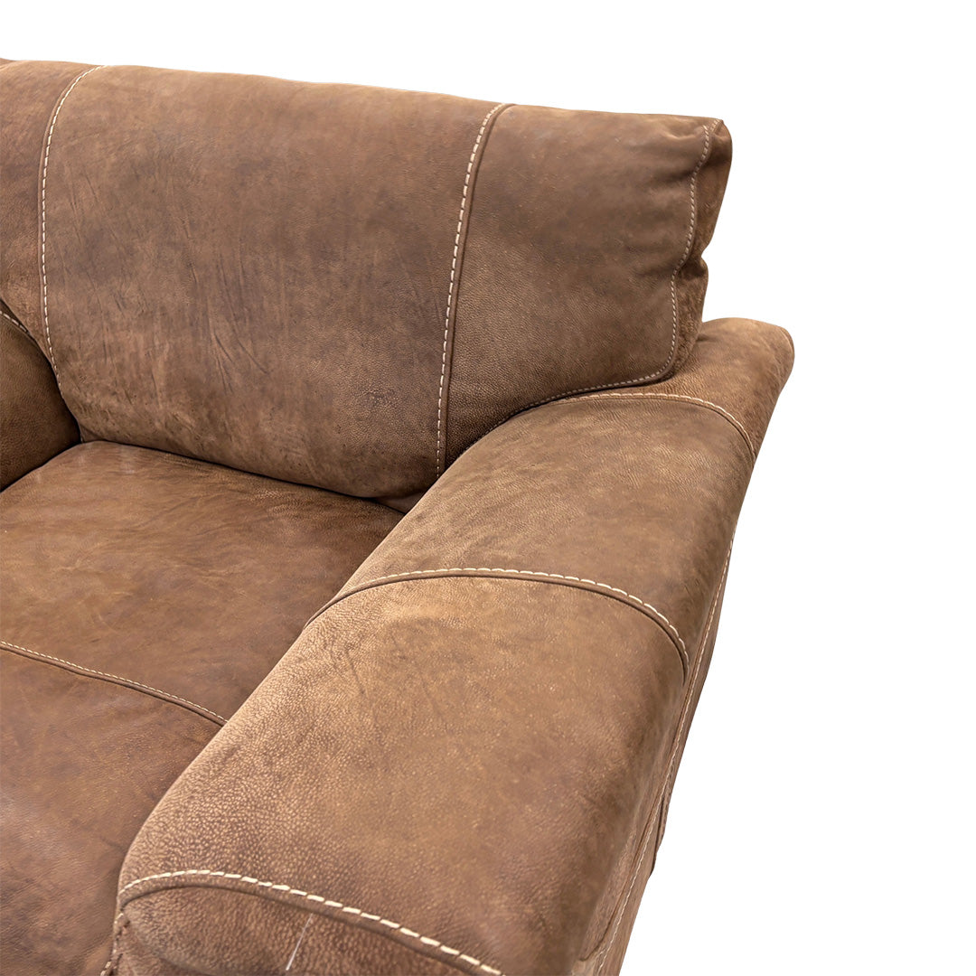 'Guy' Classic Brown Leather Cuddler Chair