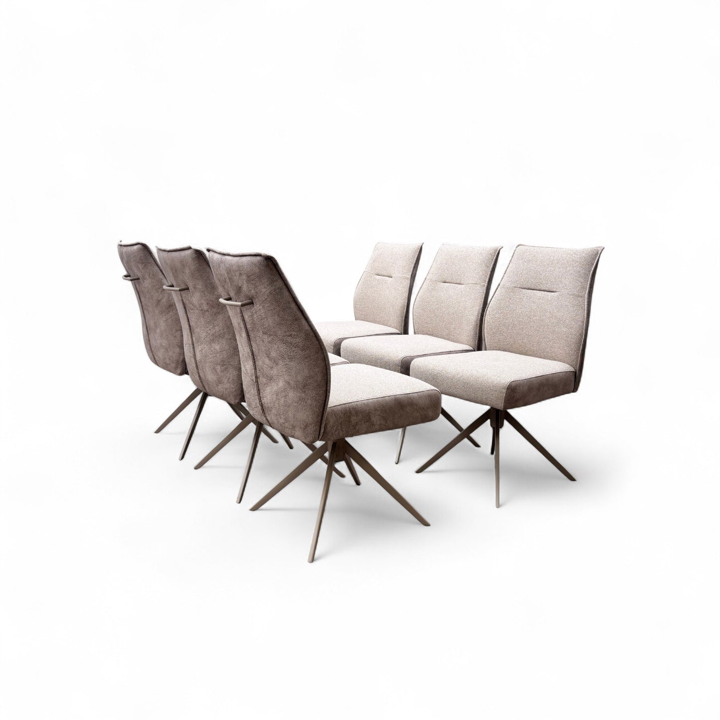 'Mirage' Neutral Fabric Upholstery Swivel Dining Chairs - Set of 6