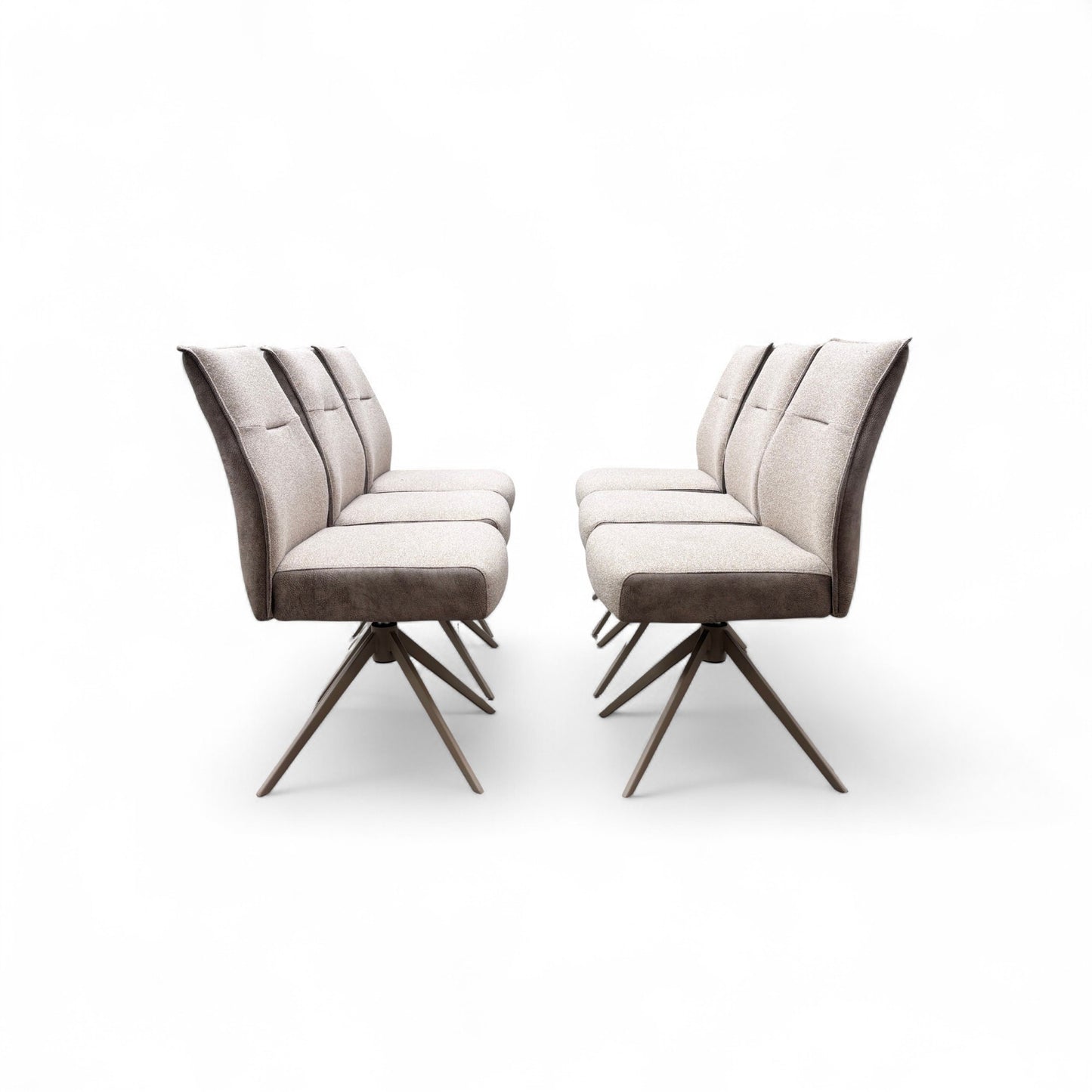 'Mirage' Neutral Fabric Upholstery Swivel Dining Chairs - Set of 6