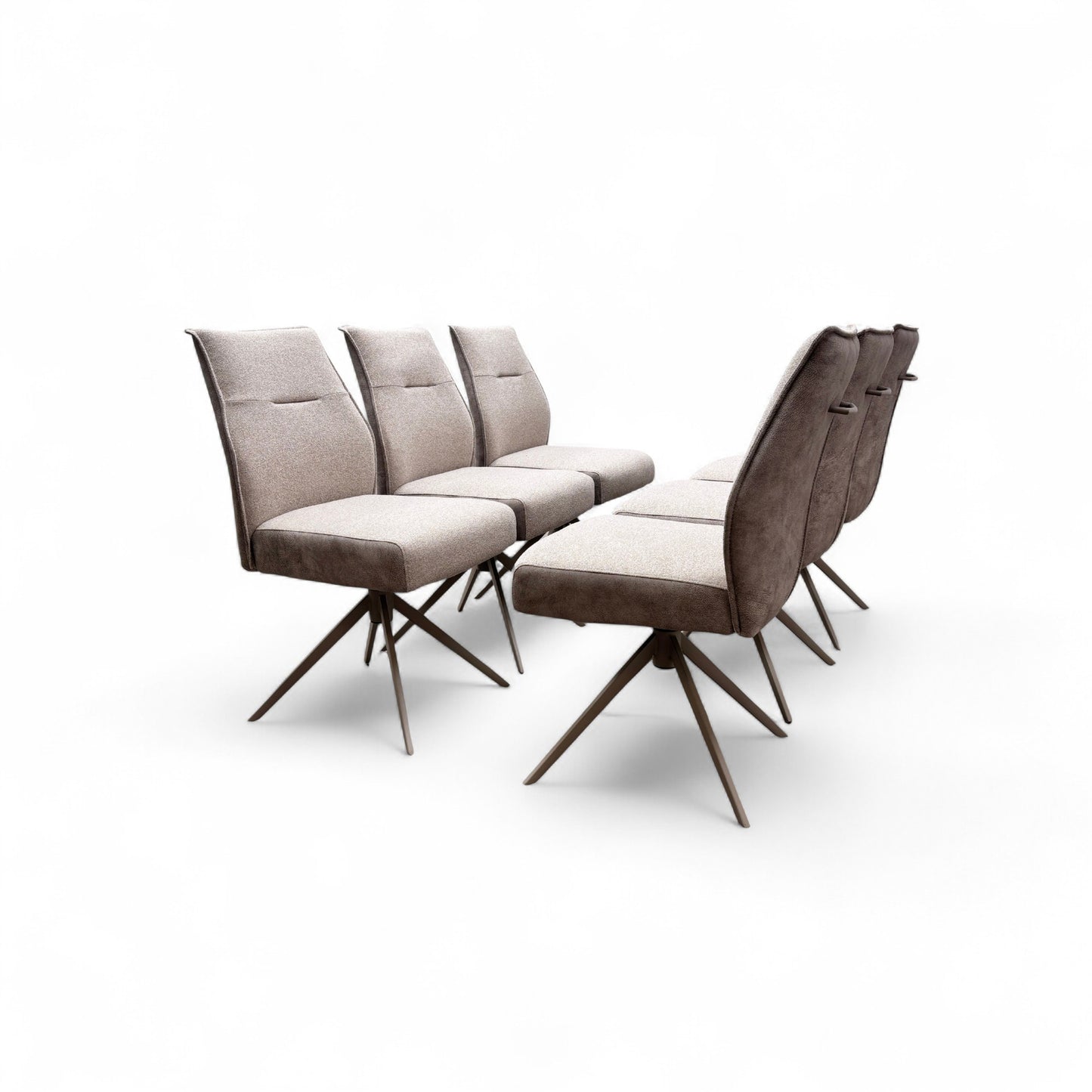 'Mirage' Neutral Fabric Upholstery Swivel Dining Chairs - Set of 6