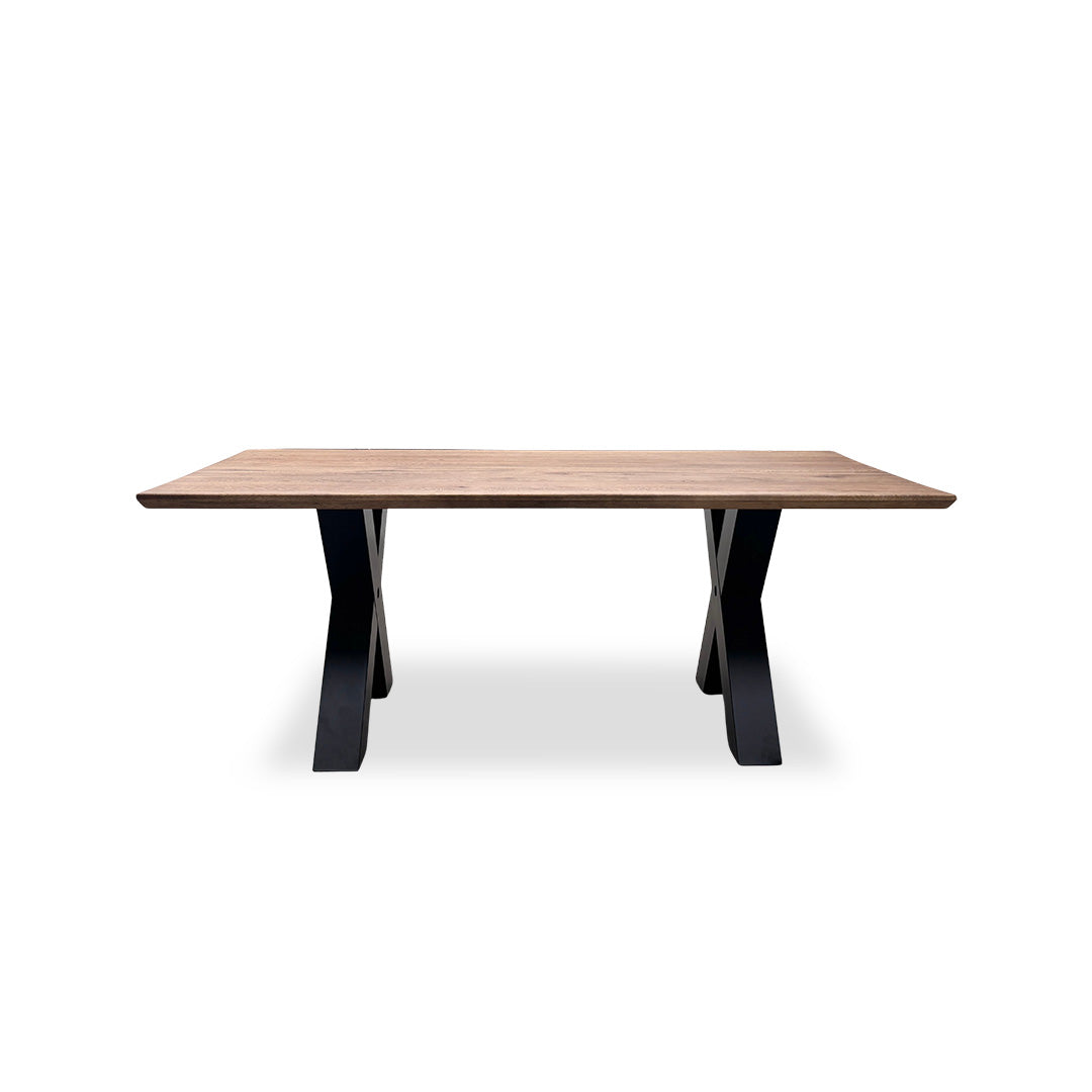 Bodahl 'Loki' 04 Desert Solid Oak Swiss Top 200cm Dining Table with Metal X-Shaped Legs