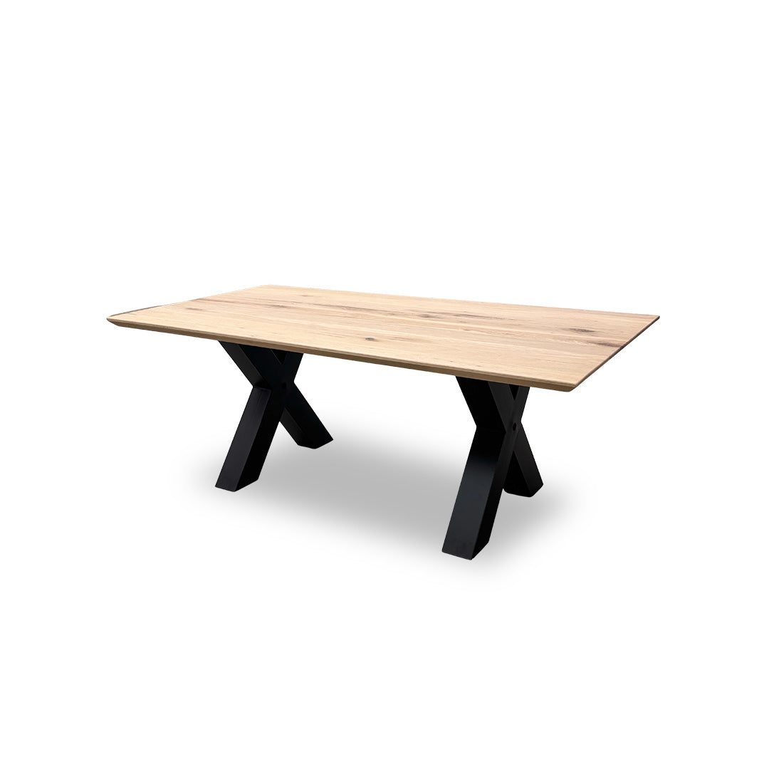 Bodahl 'Loki' 52 Natura Bianca Solid Oak Swiss Top 200cm Dining Table with Metal X-Shaped Legs