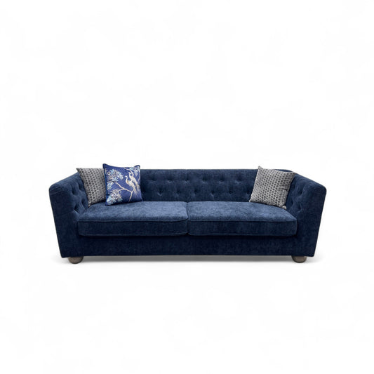 'Libertie' Alva Plain Chenille Navy 4 Seater Sofa