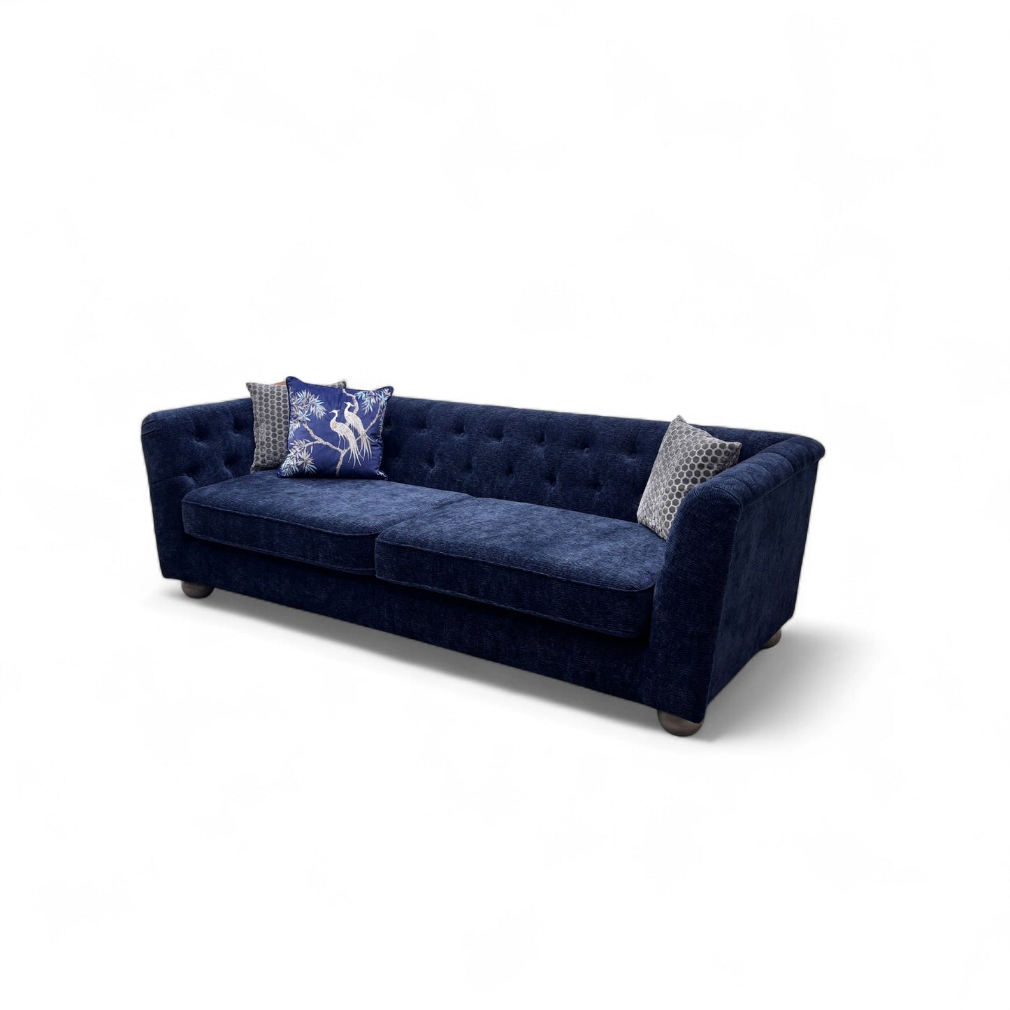 'Libertie' Alva Plain Chenille Navy 4 Seater Sofa