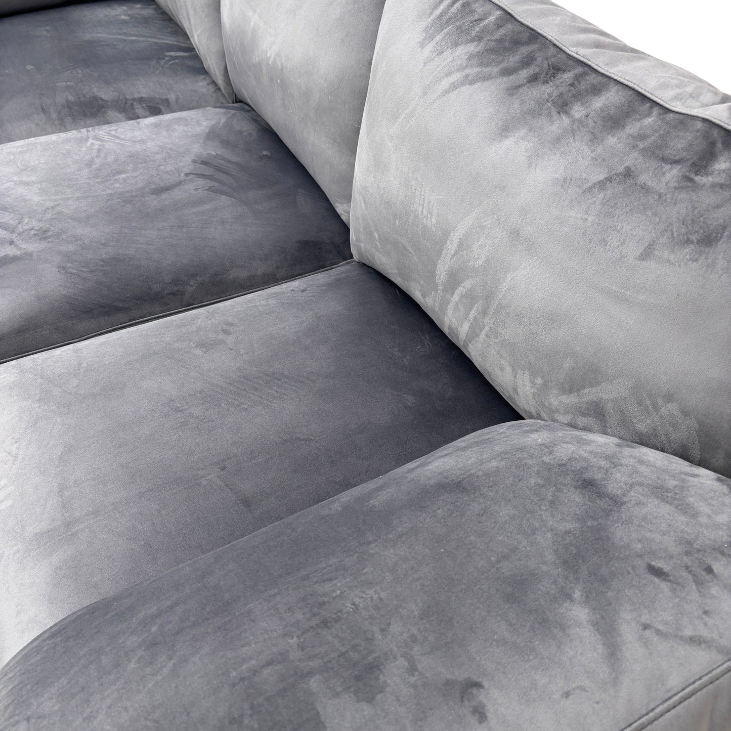 'Euphoria' Steel Sensual Velvet 2 Corner 2 Sofa + Large Bench Footstool