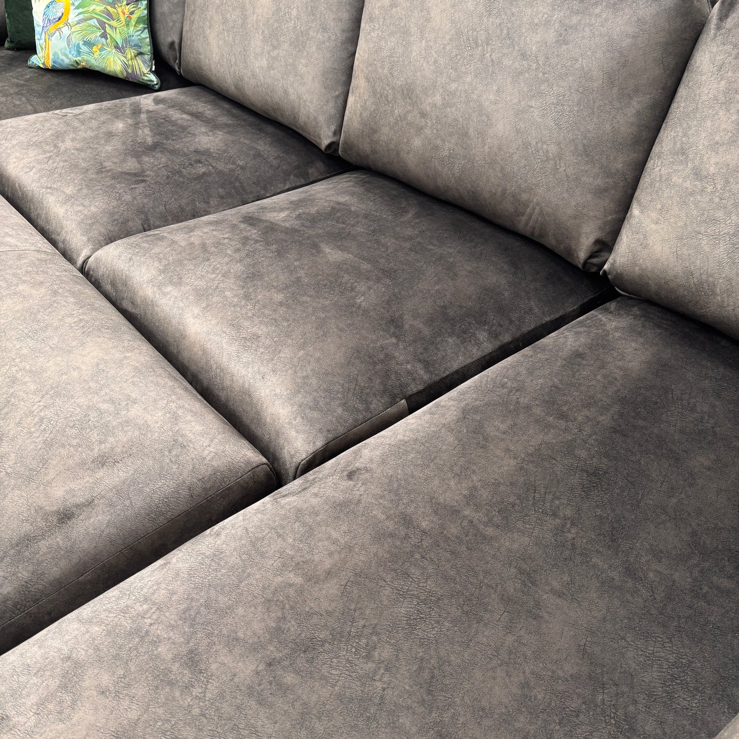 'Rest' Black Rest Velvet Large Double Chaise Sofa + Large Bench Footstool