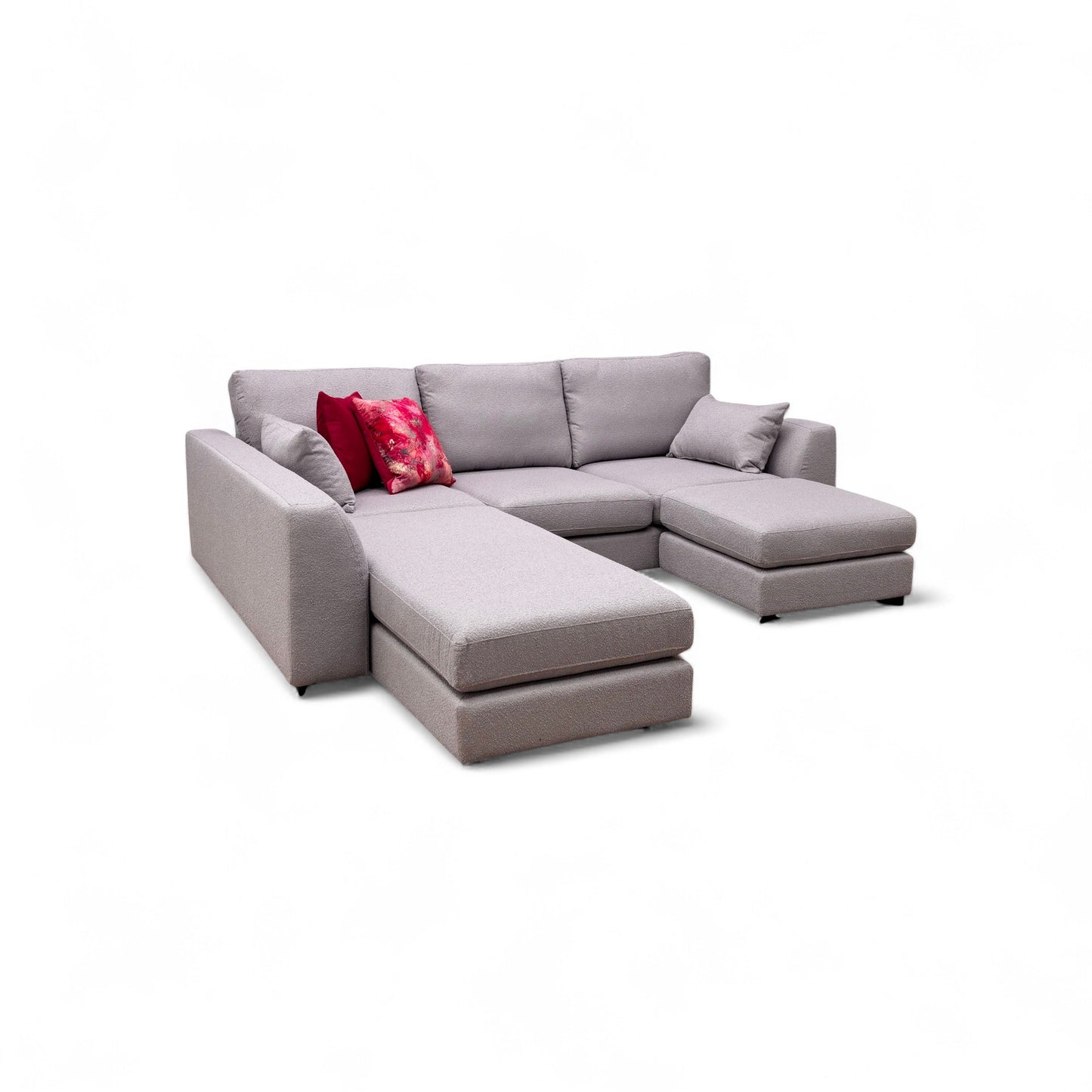 'Calix' Grey Calix Boucle Left Hand Facing 3 Piece Swivel Sofa Bed Chaise Sofa