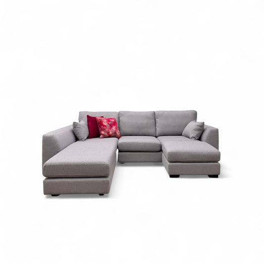 'Calix' Grey Calix Boucle Left Hand Facing 3 Piece Swivel Sofa Bed Chaise Sofa