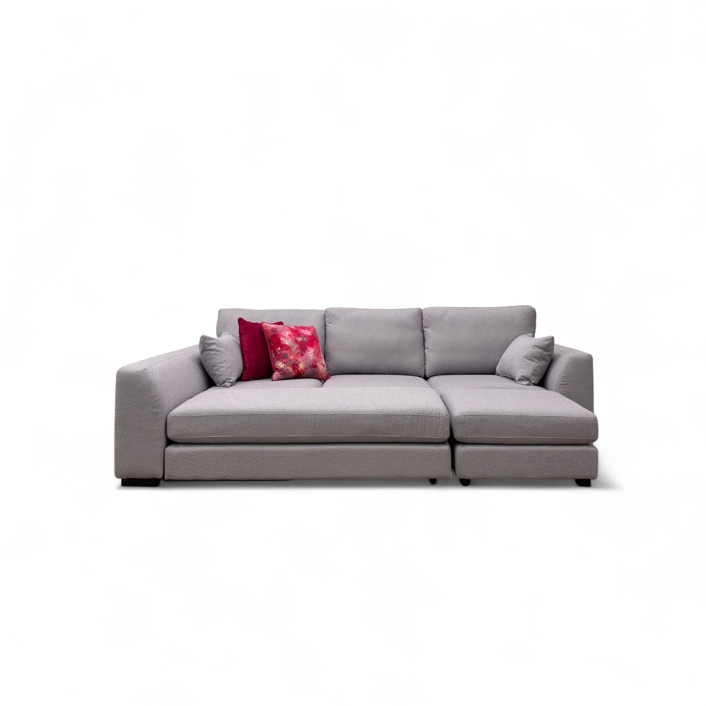 'Calix' Grey Calix Boucle Left Hand Facing 3 Piece Swivel Sofa Bed Chaise Sofa