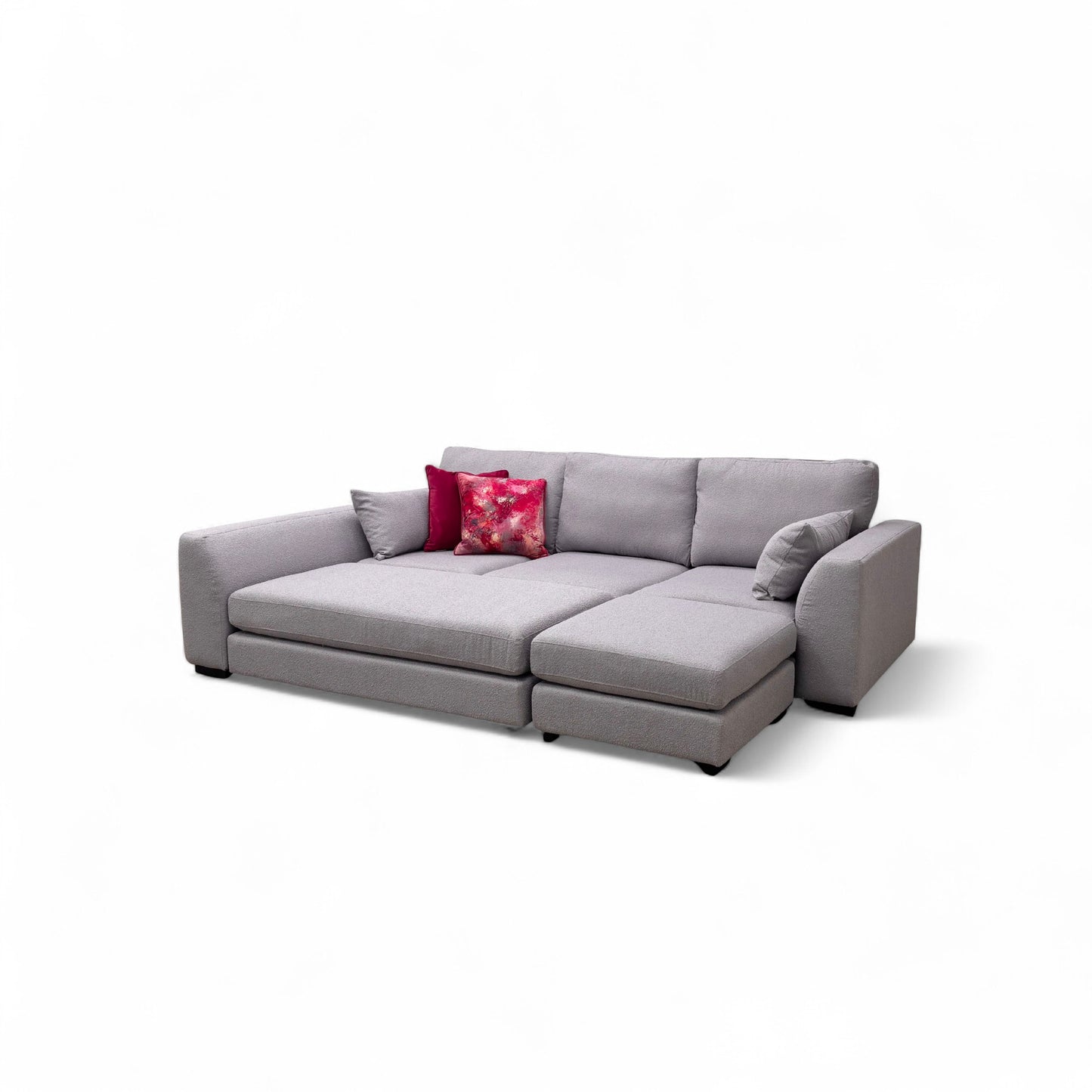 'Calix' Grey Calix Boucle Left Hand Facing 3 Piece Swivel Sofa Bed Chaise Sofa