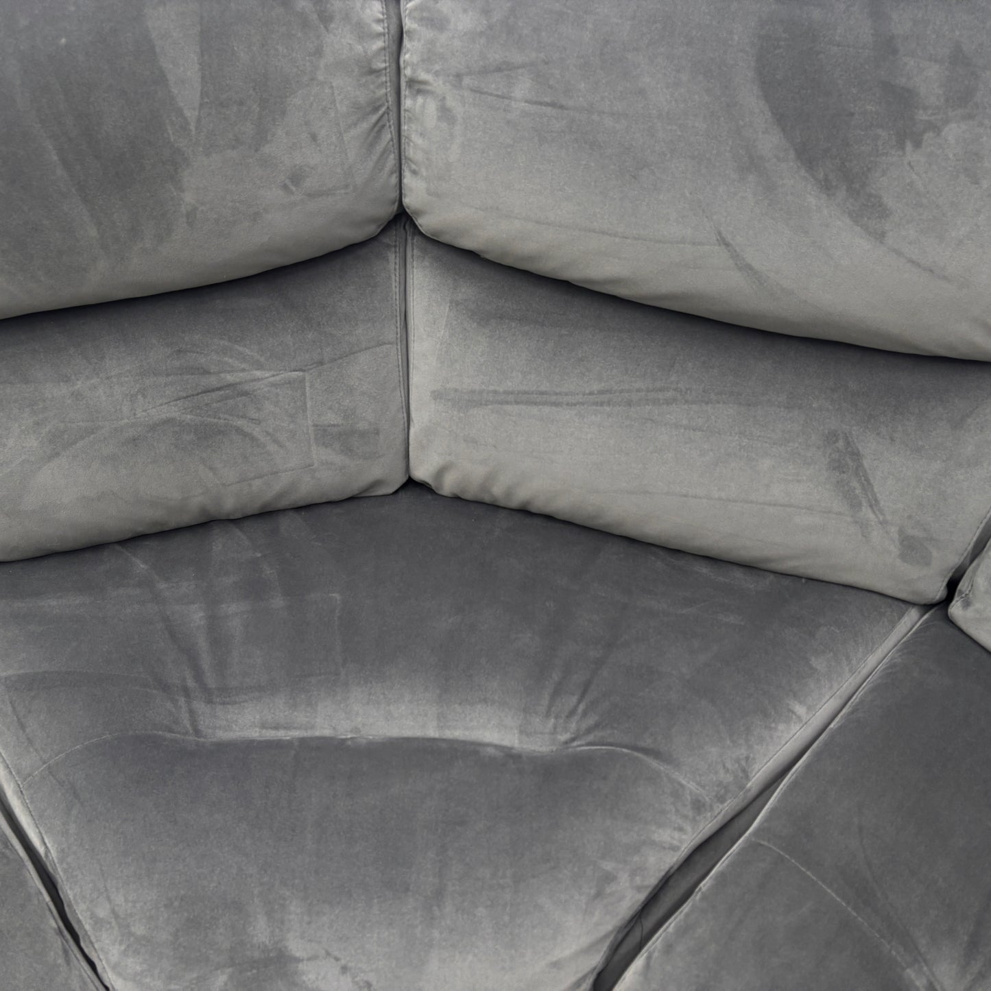 World of Leather 'Link' Fab-Mil-R451 Pewter Velvet Large Power Recliner Corner Sofa with Power Headrests + Armless Unit