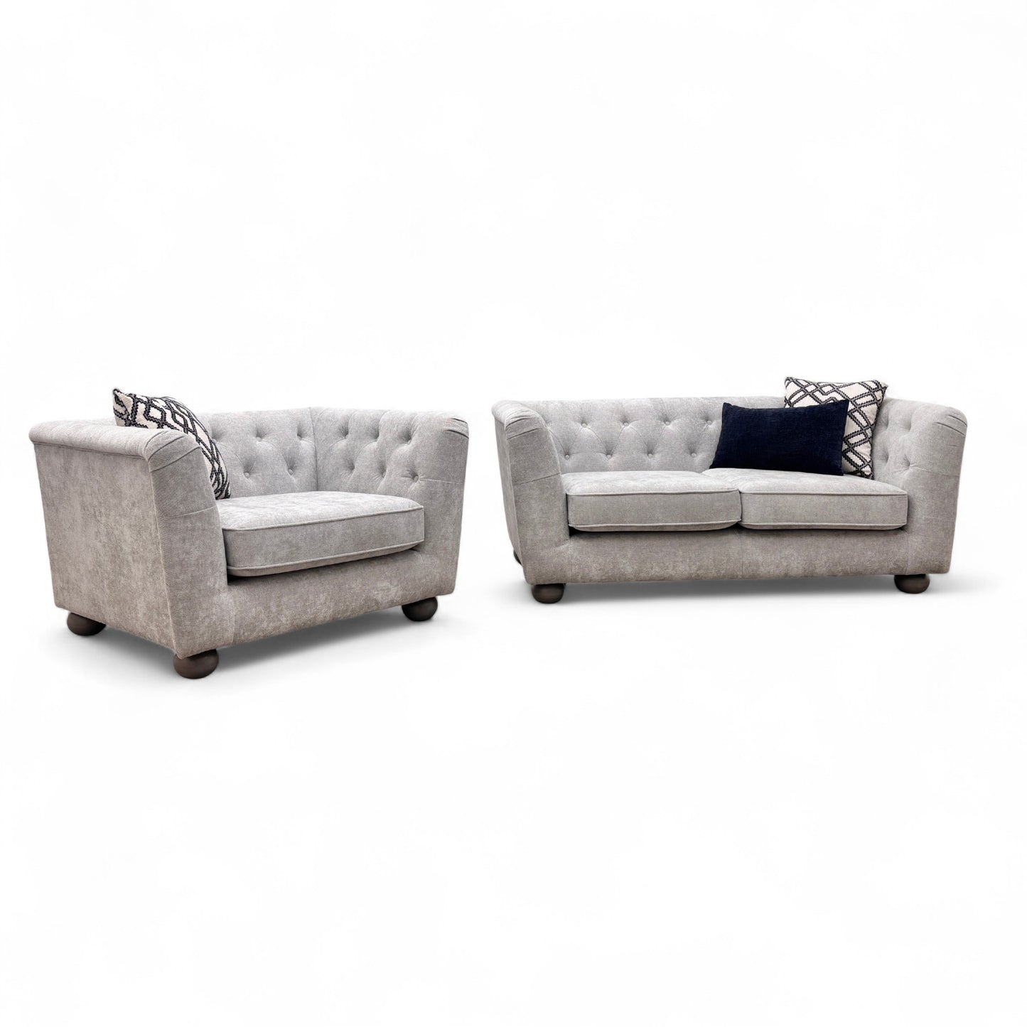 'Libertie' Silver Catalina Chenille 2 Seater Sofa + Cuddler