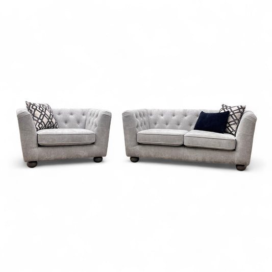 'Libertie' Silver Catalina Chenille 2 Seater Sofa + Cuddler
