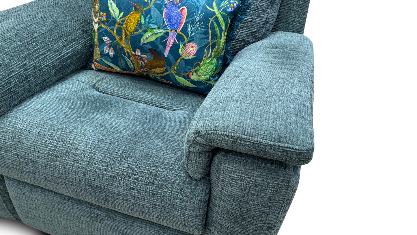 G Plan ‘Thornbury’ B134 Libby Cloud Teal Woven Fabric Power Recliner with Power Headrests and Lumbar