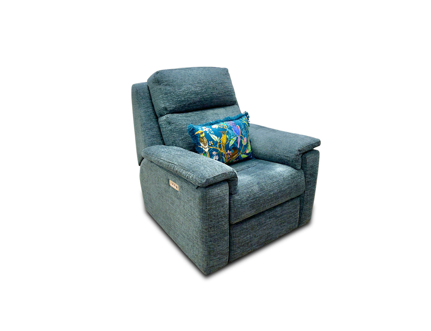 G Plan ‘Thornbury’ B134 Libby Cloud Teal Woven Fabric Power Recliner with Power Headrests and Lumbar