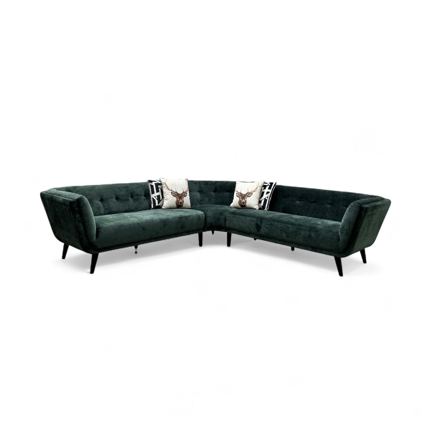 'Appleton' Forest Green Appleton Plain Fabric 2 Corner 2 Sofa