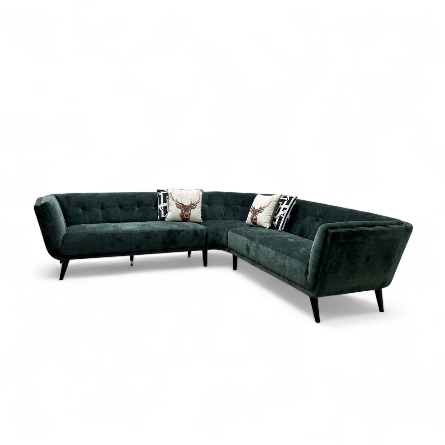 'Appleton' Forest Green Appleton Plain Fabric 2 Corner 2 Sofa