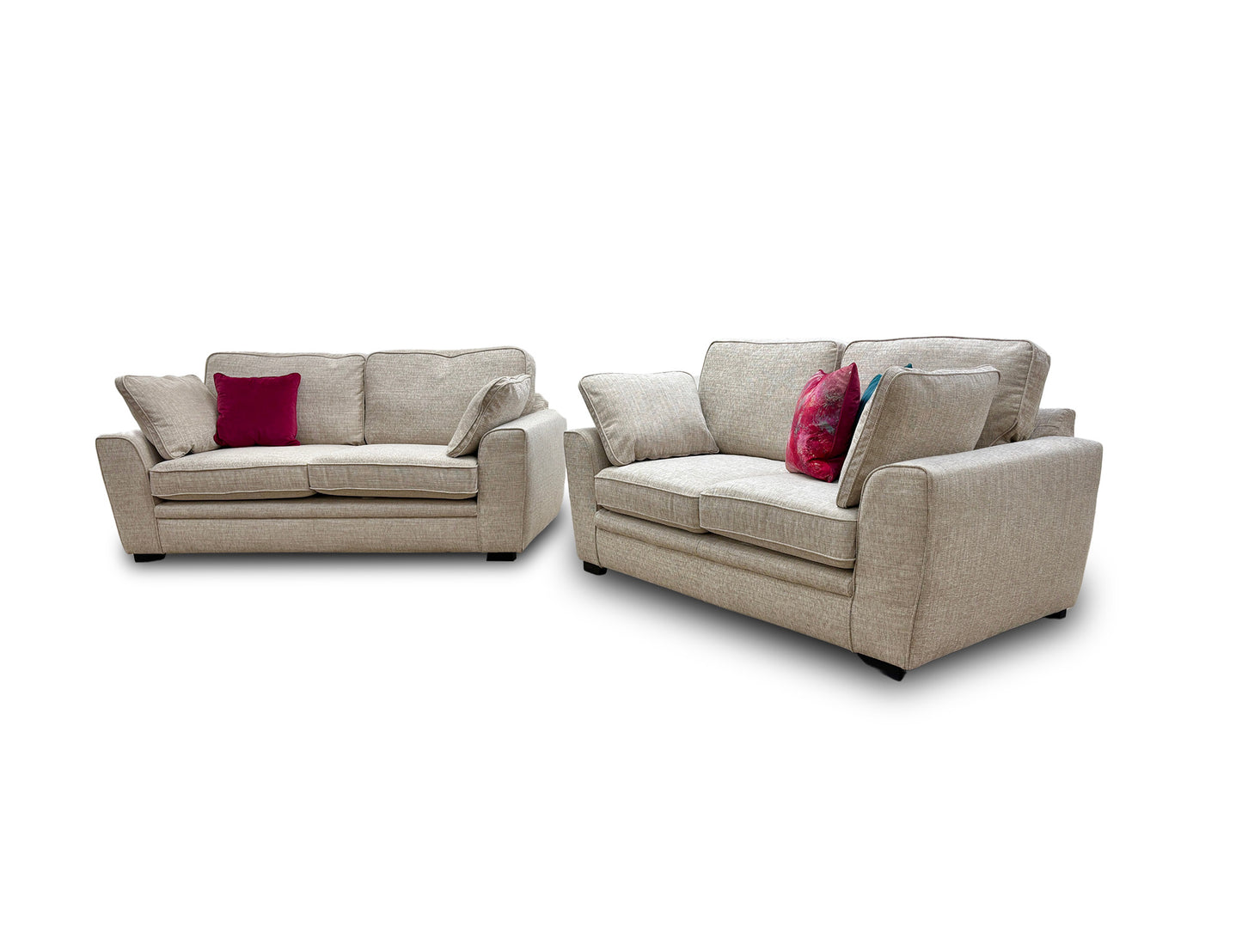 'Chalfont' Beige Tight Weave Fabric 3 + 2 Seater Sofa Set