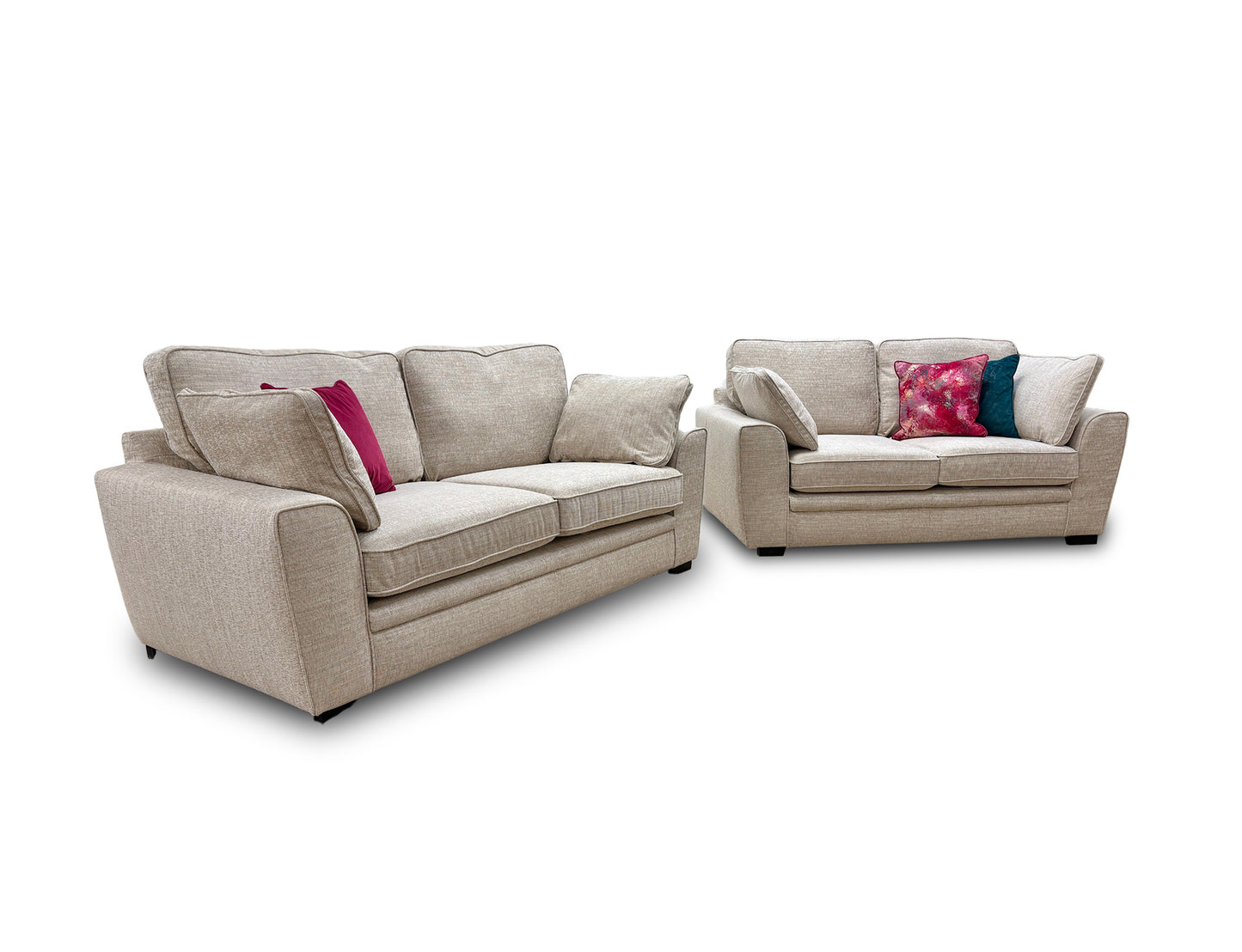 'Chalfont' Beige Tight Weave Fabric 3 + 2 Seater Sofa Set