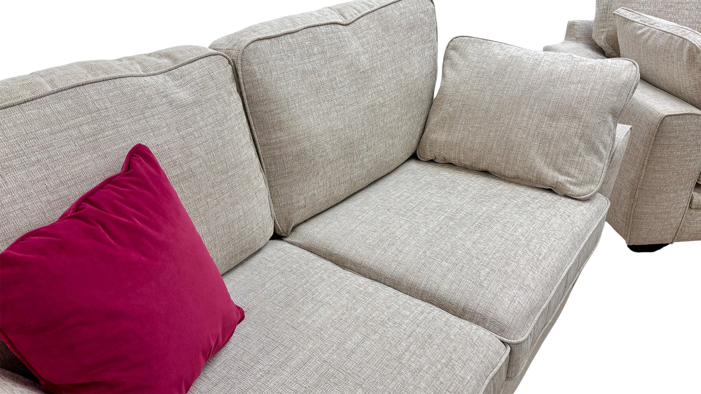 'Chalfont' Beige Tight Weave Fabric 3 + 2 Seater Sofa Set