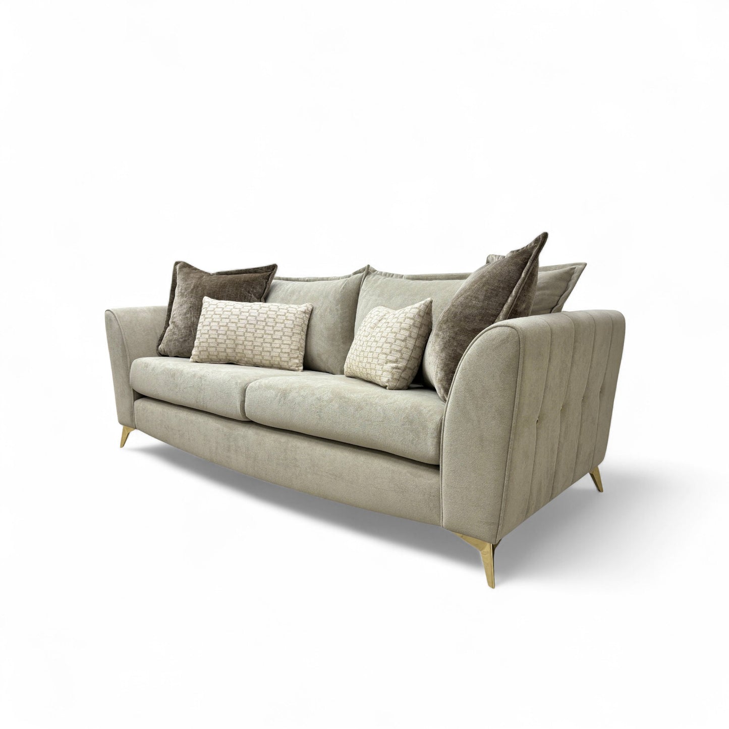 'Luella' Soft Sherpa Stone Mix 4 Seater Sofa