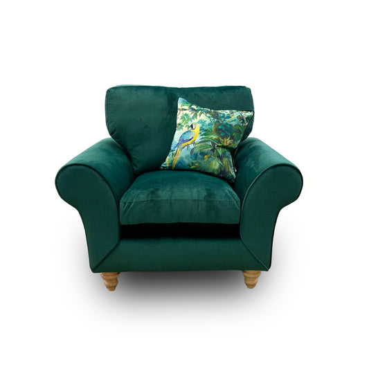 ‘Evelyn' Forest Green Abbey Velvet Armchair