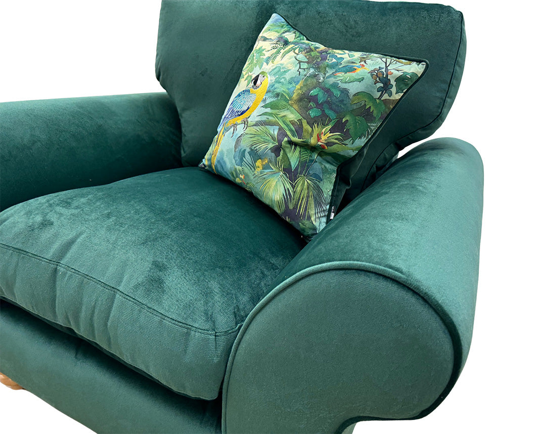 ‘Evelyn' Forest Green Abbey Velvet Armchair