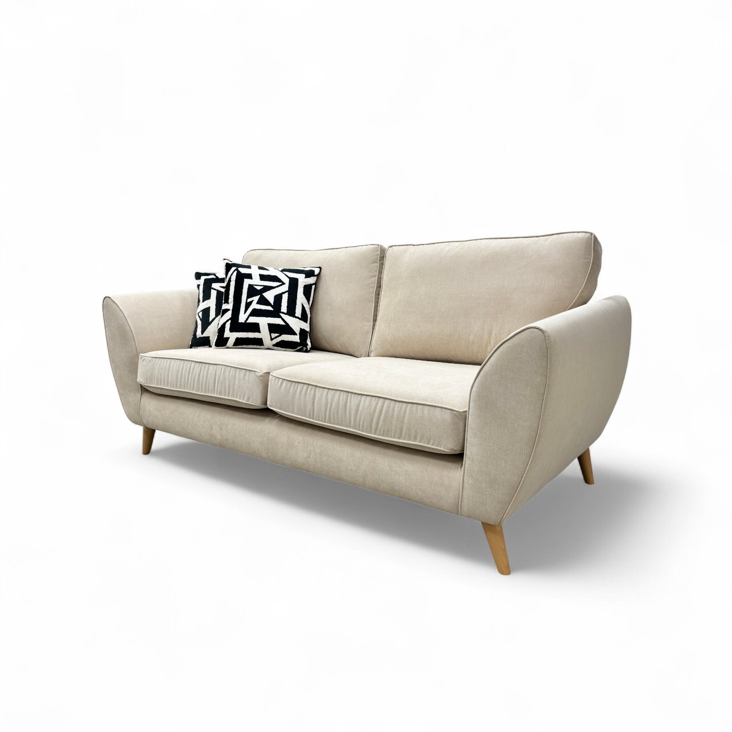 'Chico' Cream Plaza Linen 2 Seater Sofa