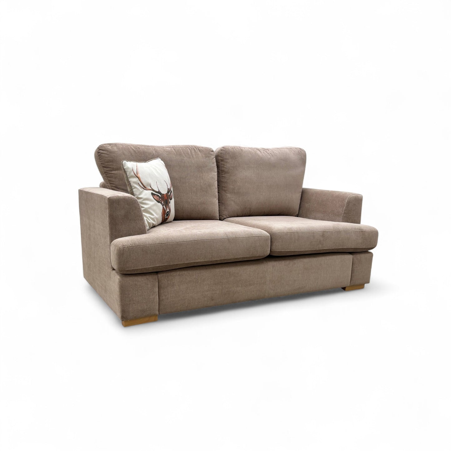 'Freya' Mocha Freya Plain Weave Fabric 2 Seater Sofa