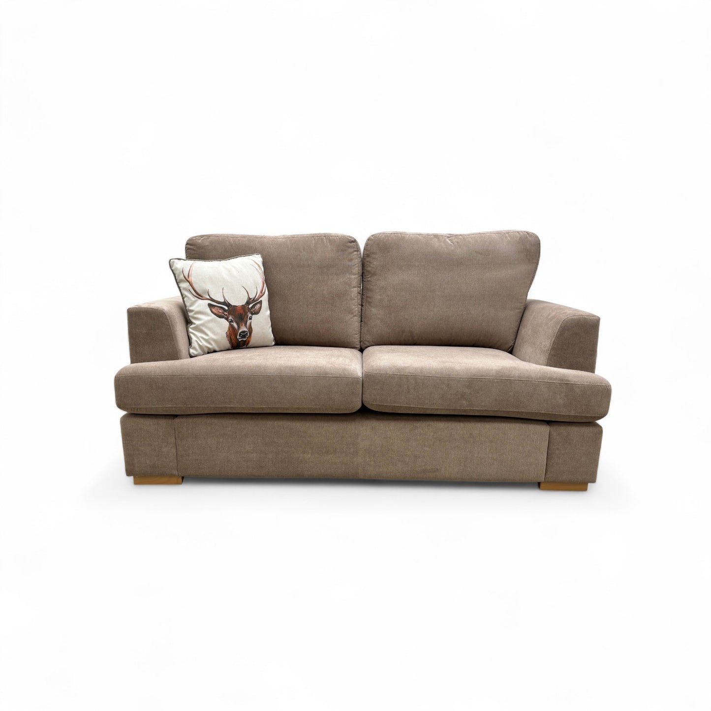 'Freya' Mocha Freya Plain Weave Fabric 2 Seater Sofa