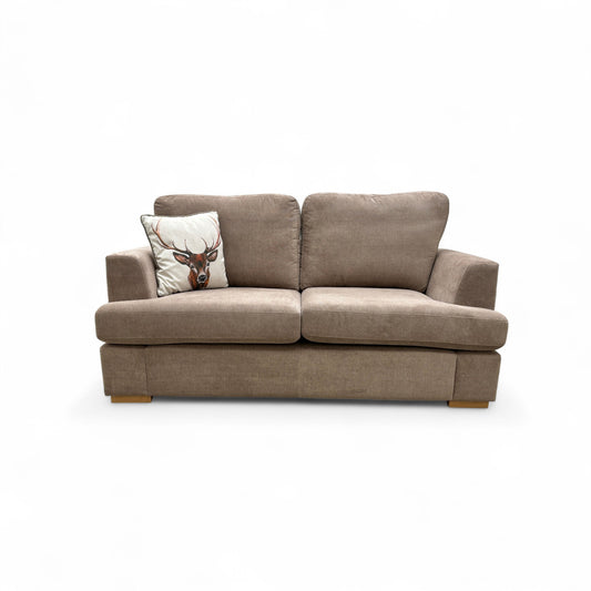 'Freya' Mocha Freya Plain Weave Fabric 2 Seater Sofa