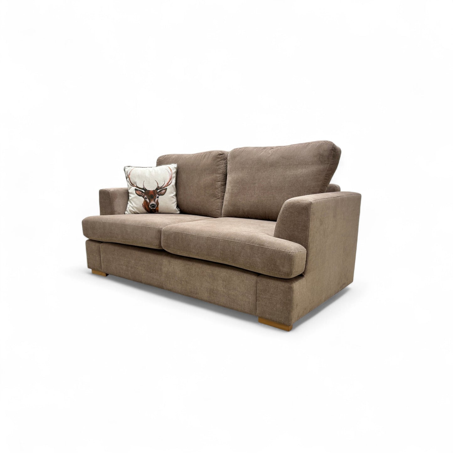 'Freya' Mocha Freya Plain Weave Fabric 2 Seater Sofa