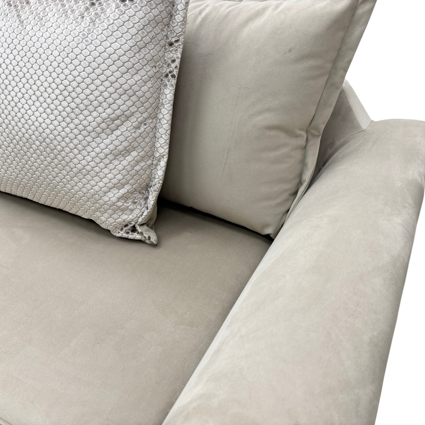 'Alyssia' Stone Alyssia Metallic Combination Pillow Back 4 Seater Sofa