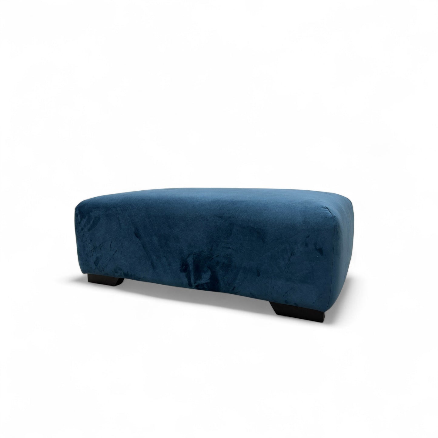 'Zika' Dark Blue Sensual Velvet Plain Banquette Footstool