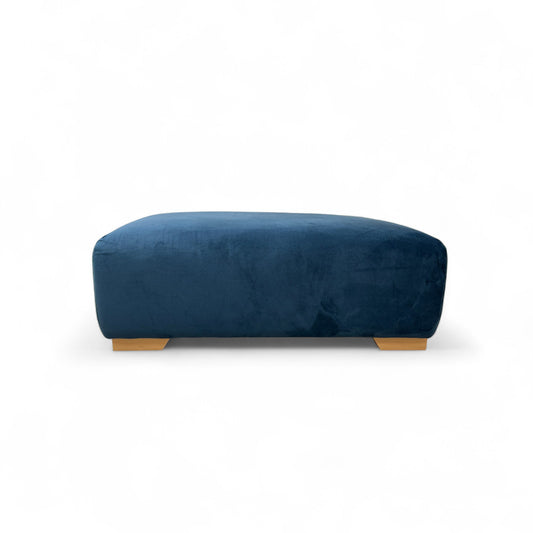 'Zika' Dark Blue Sensual Velvet Plain Banquette Footstool
