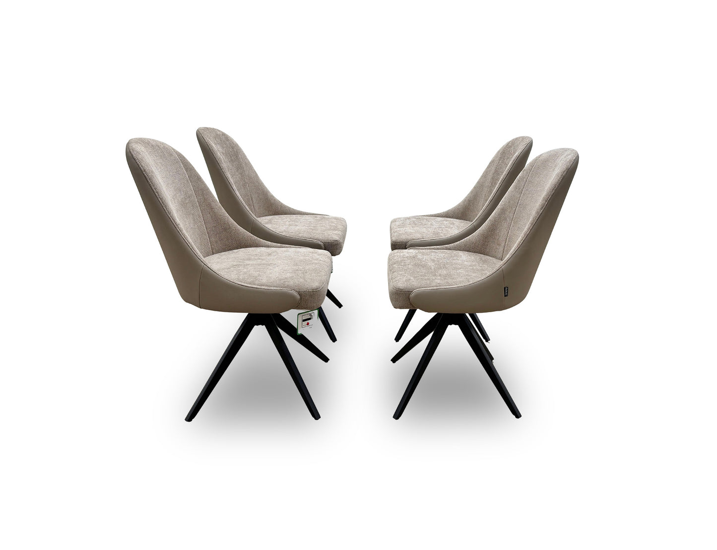 ‘Jose’ Pebble Fabric Set of 4 Swivel Dining Chairs