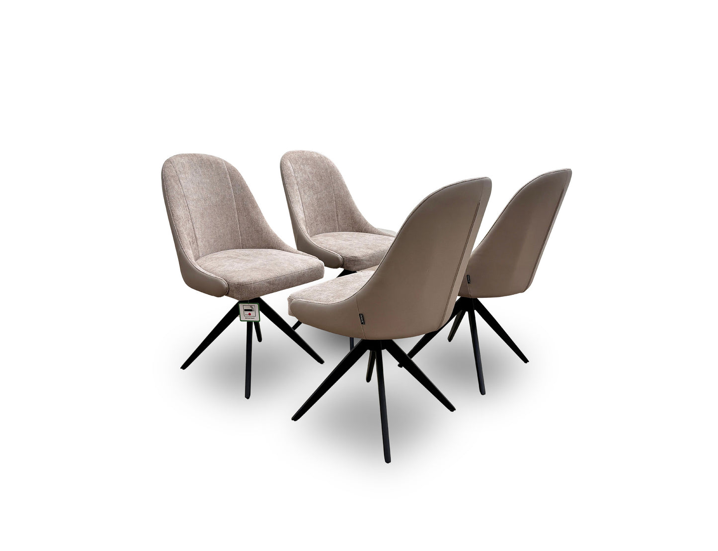 ‘Jose’ Pebble Fabric Set of 4 Swivel Dining Chairs