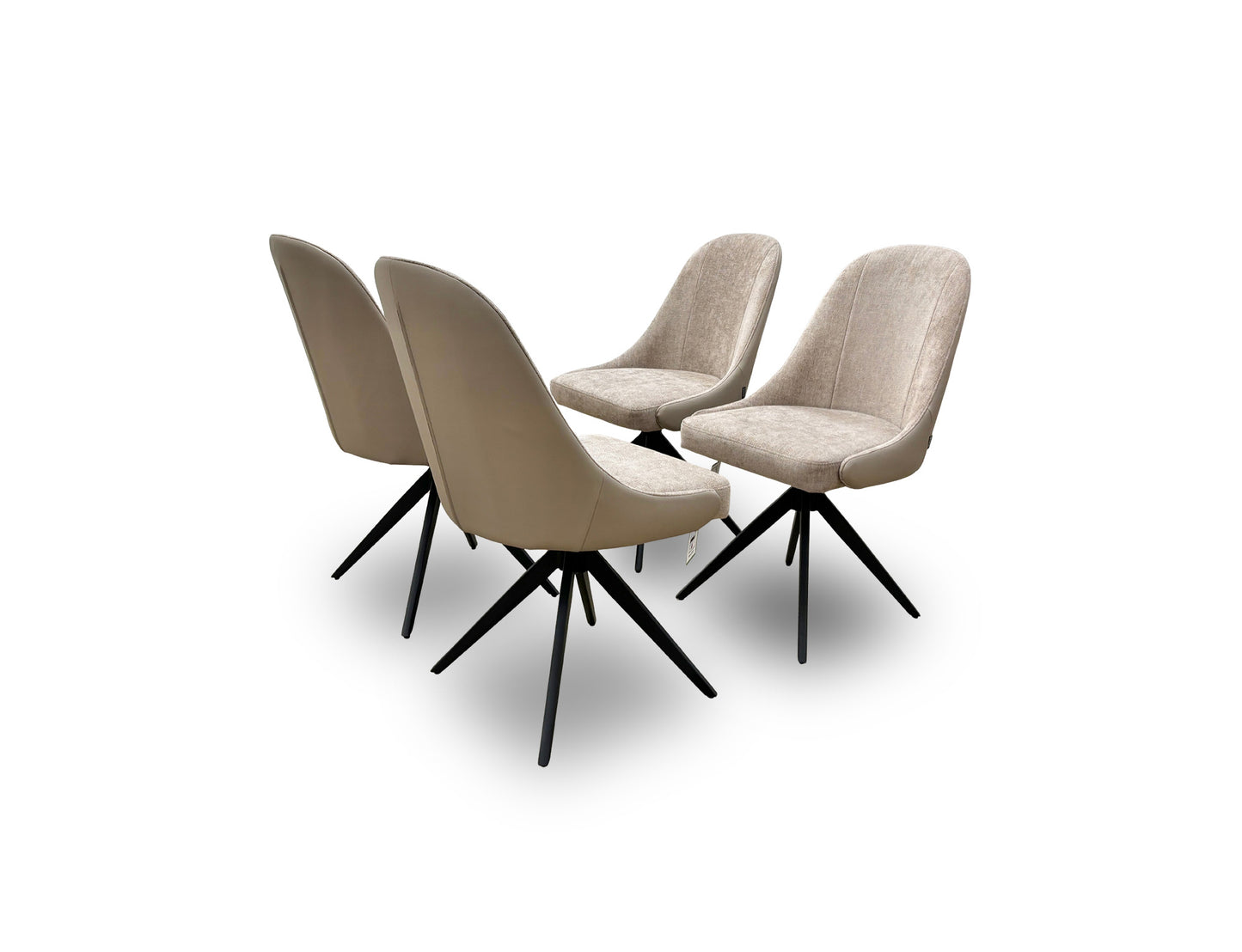 ‘Jose’ Pebble Fabric Set of 4 Swivel Dining Chairs
