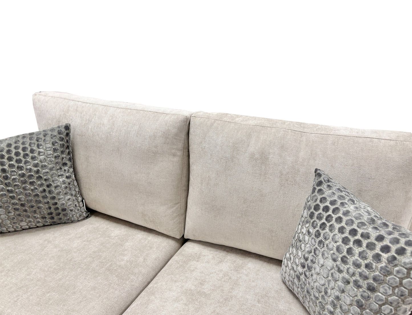‘Mia’ Taupe Tight Weave Fabric 3 Seater Sofa + Storage Footstool