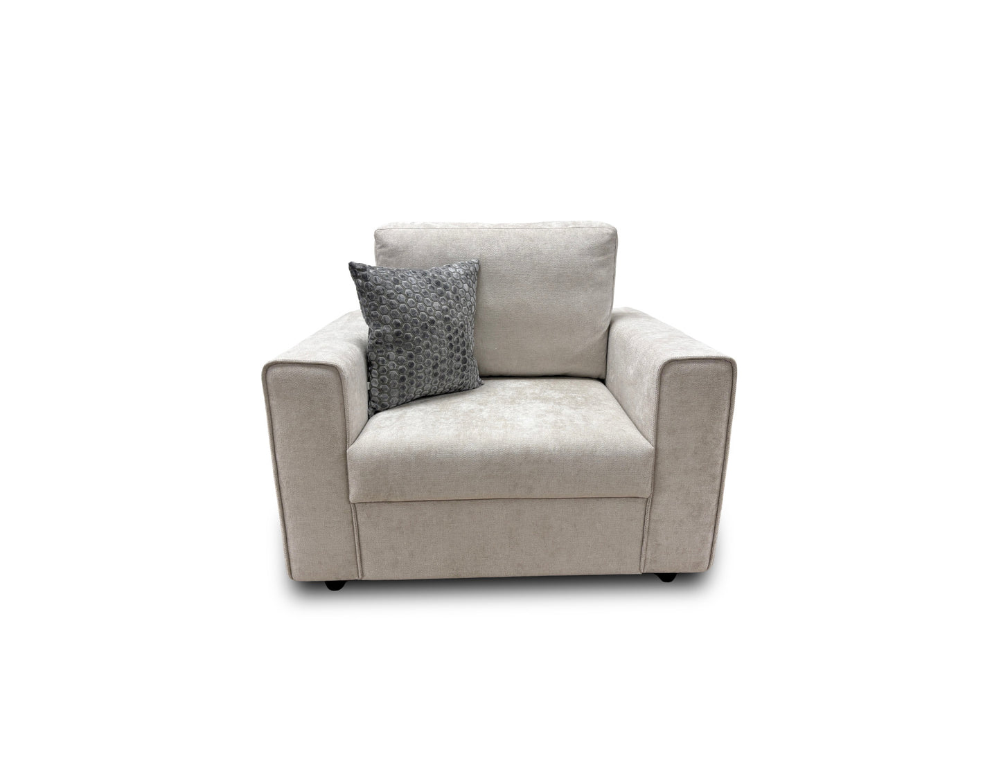 ‘Mia' Taupe Tight Weave Fabric Cuddler Chair