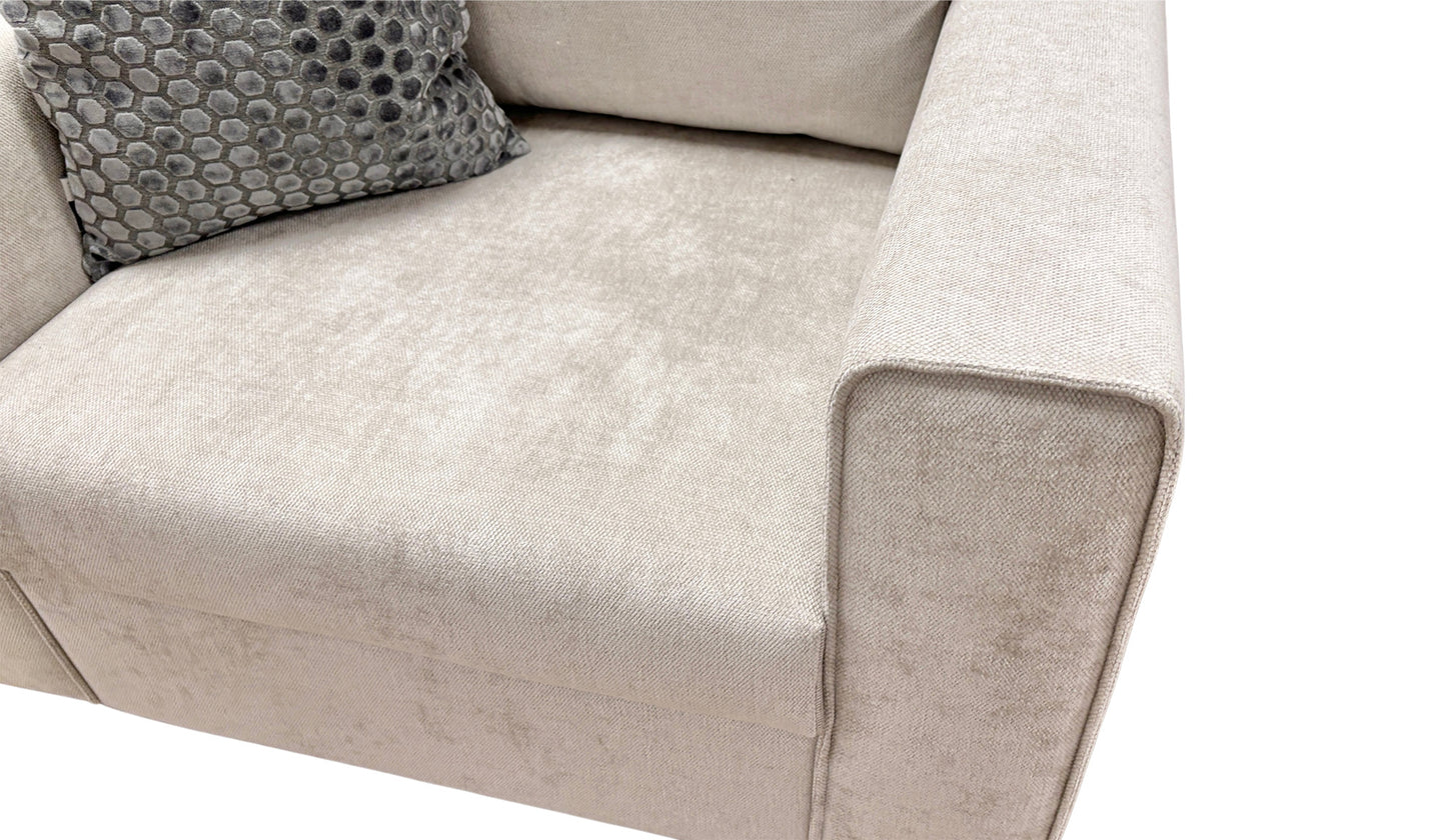 ‘Mia' Taupe Tight Weave Fabric Cuddler Chair