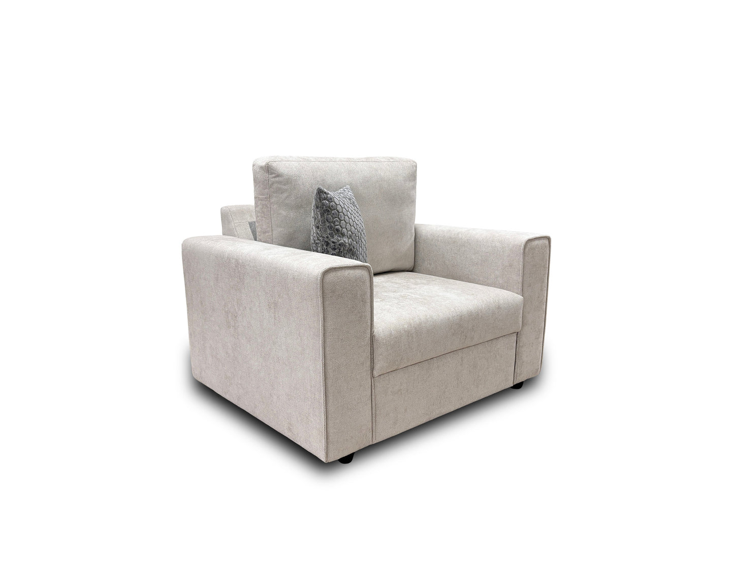 ‘Mia' Taupe Tight Weave Fabric Cuddler Chair