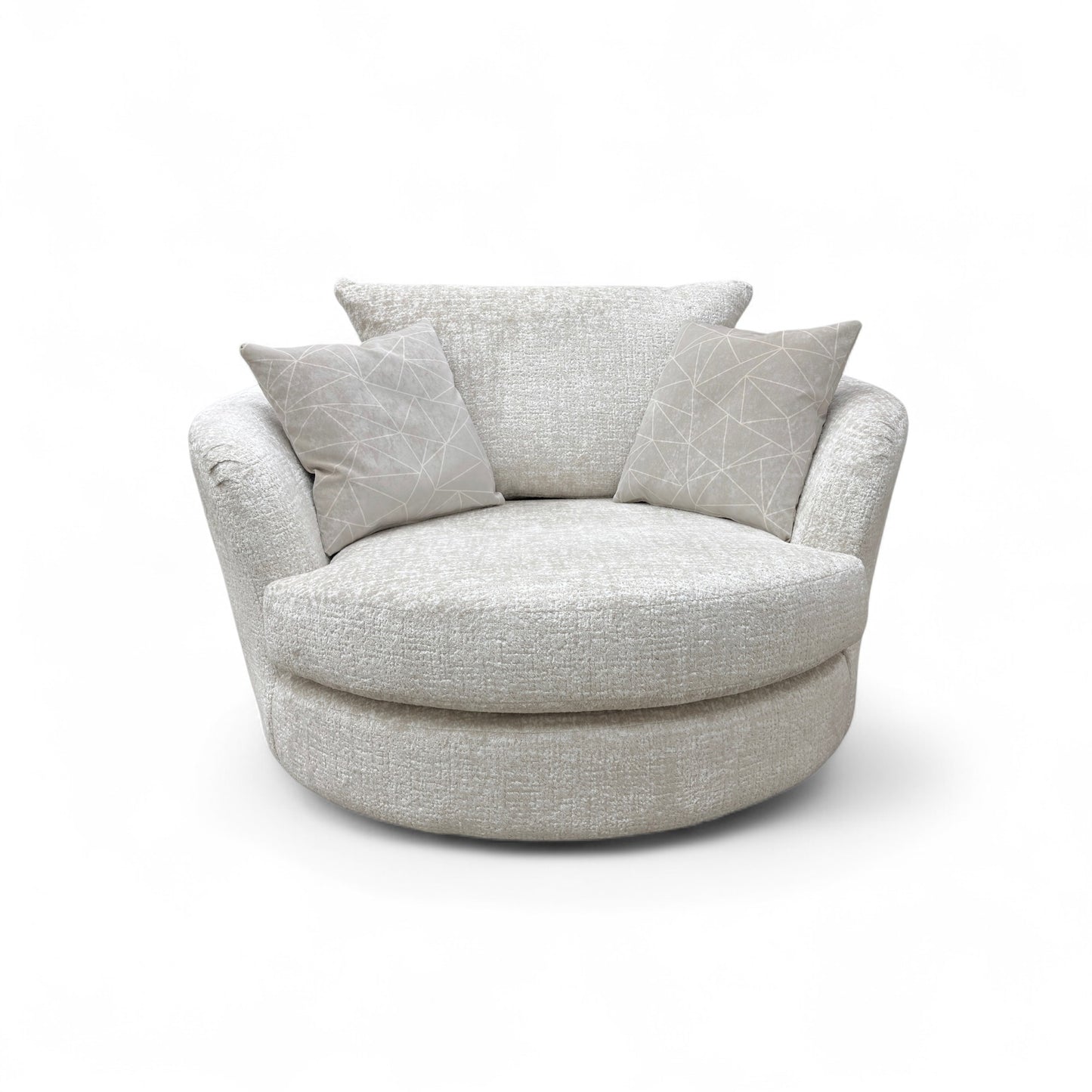 Boutique 'Pandora' Plain Ivory Fabric Large Swivel Chair