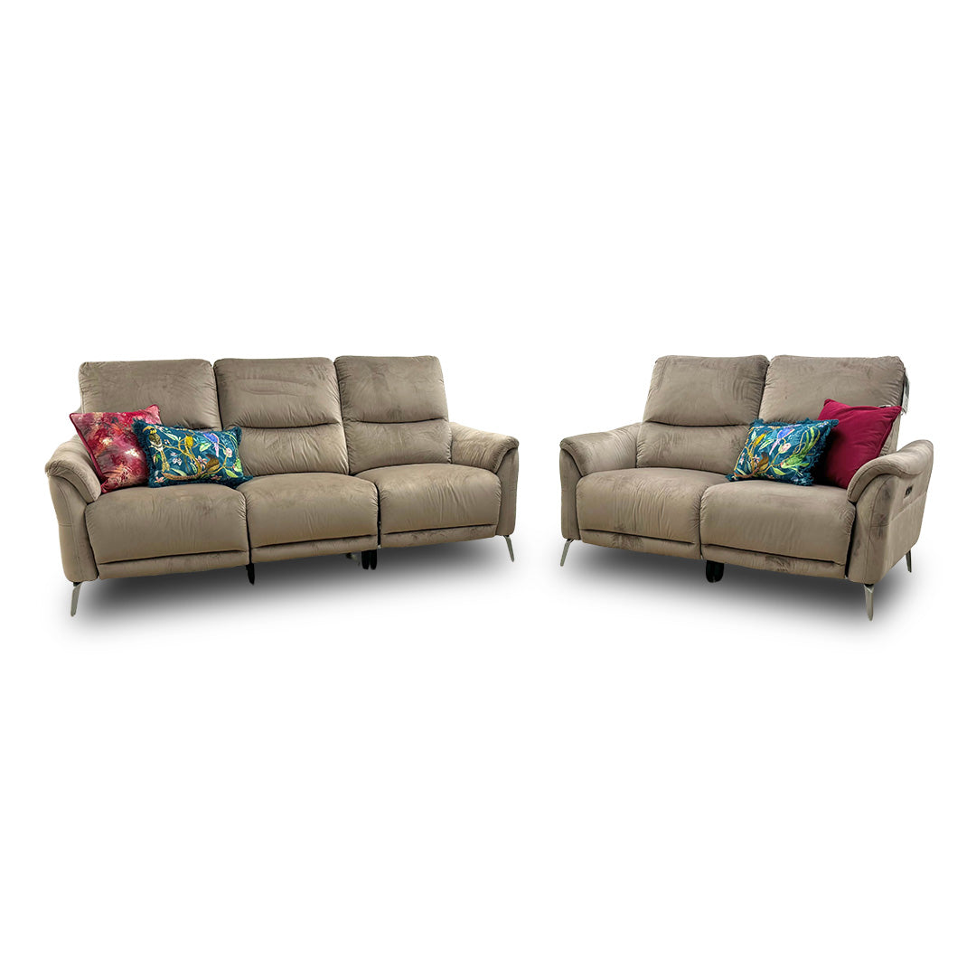 ‘Daytona’ Opulence Cedar Velvet Power Recliner 3 + 2 Seater Sofa Set