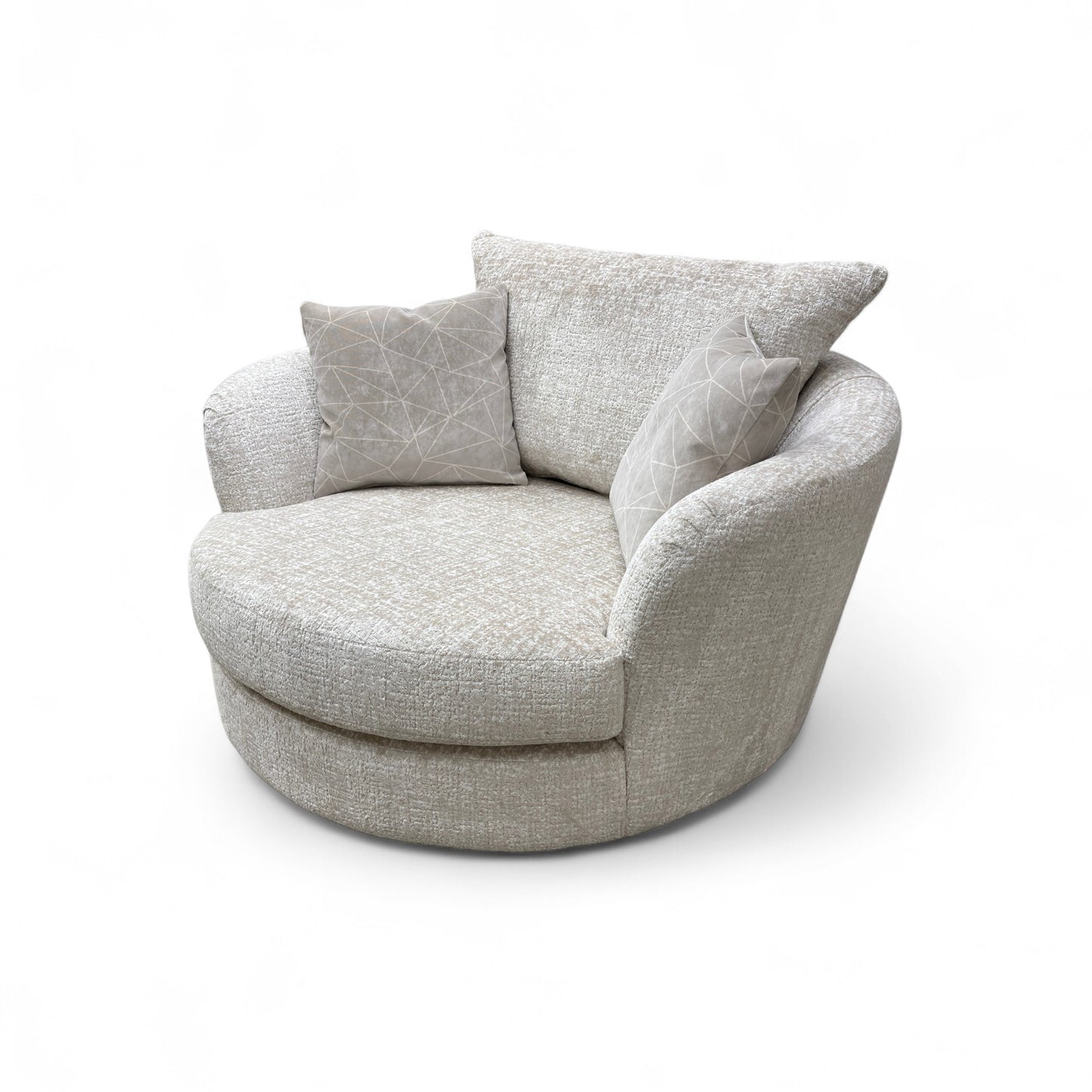 Boutique 'Pandora' Plain Ivory Fabric Large Swivel Chair