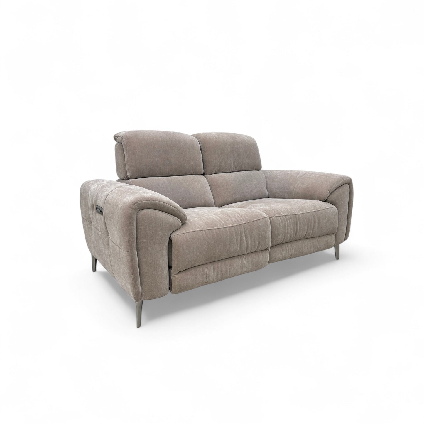 'Vino' Nutmeg Fabric 2 Seater Power Recliner Sofa with Power Headrests and Heated Seats