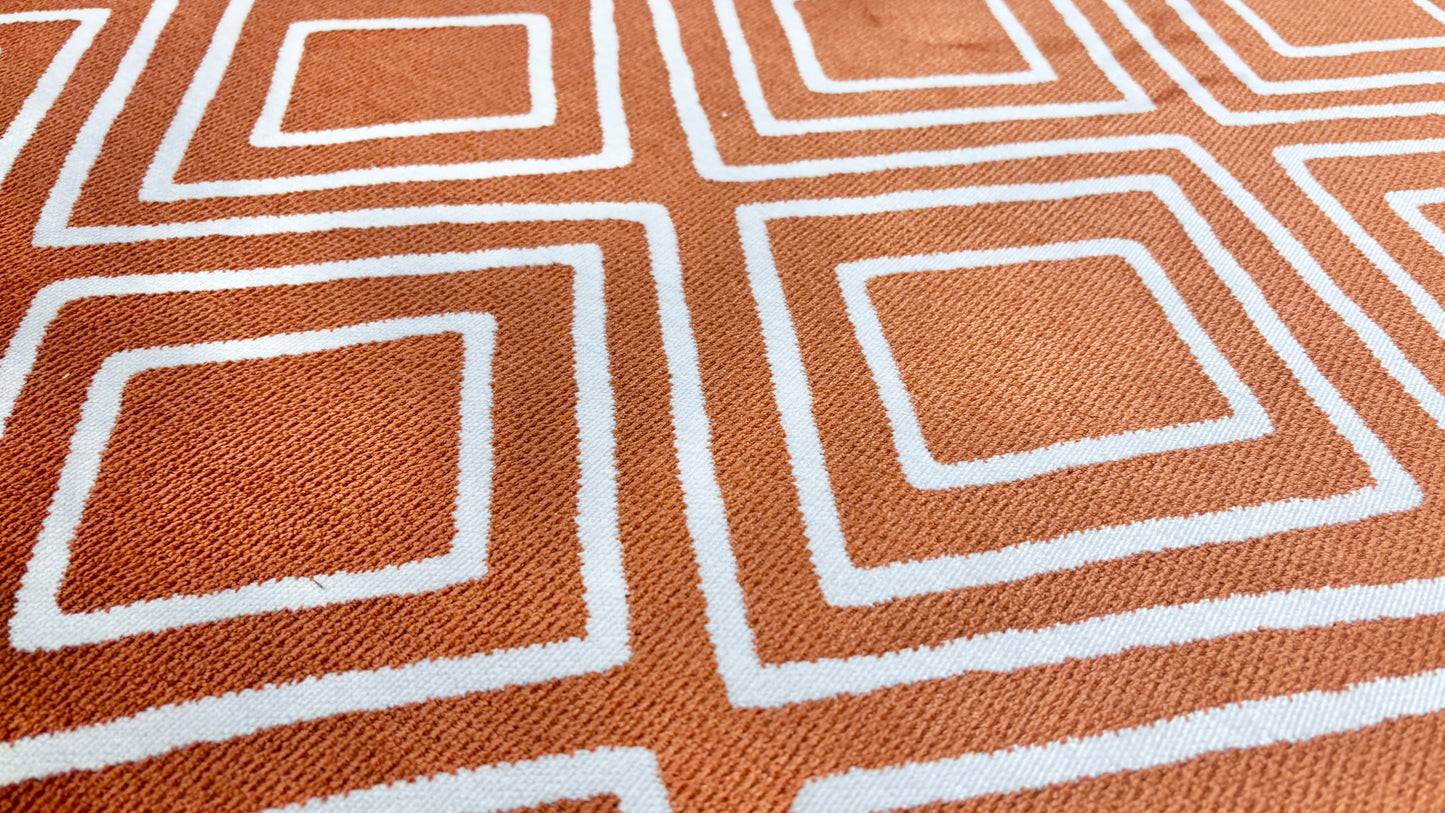‘Dawson’ Terracotta Dawson Pattern Large Footstool