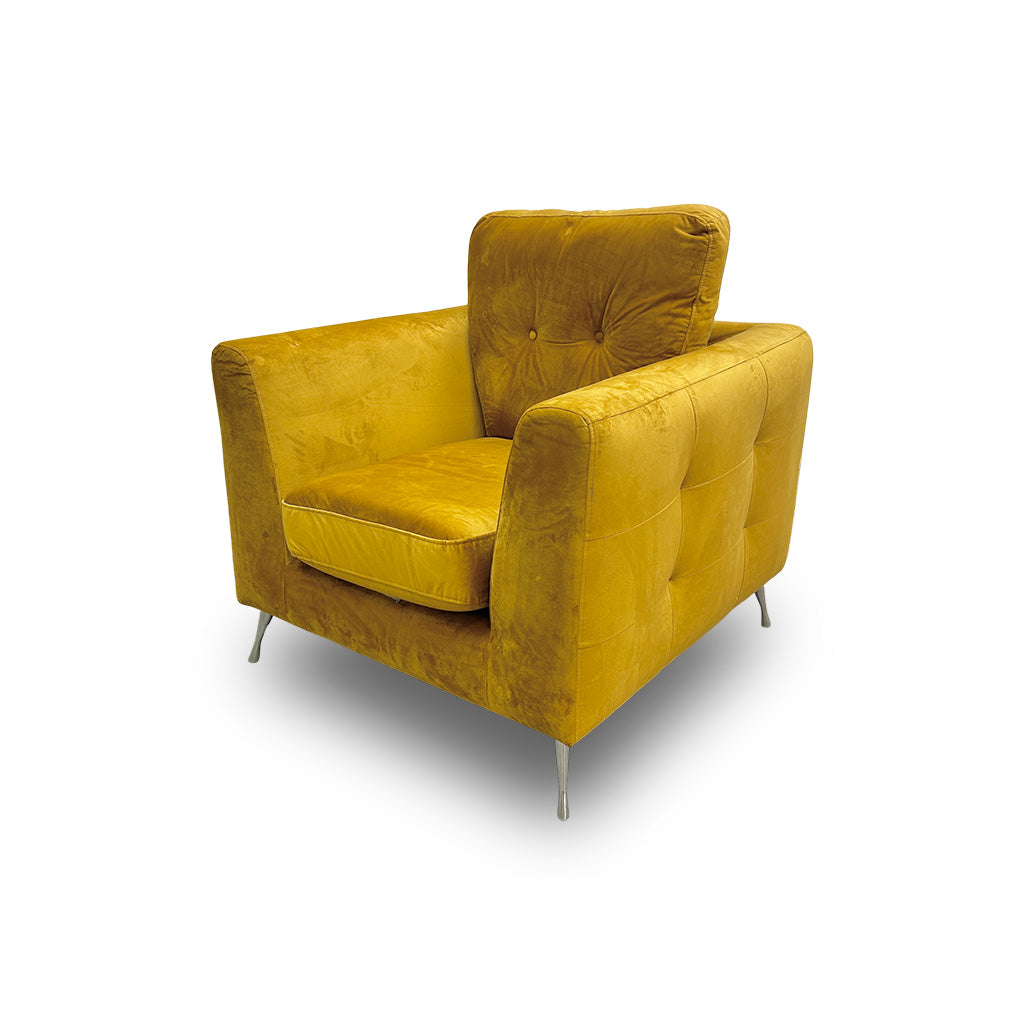 'Frankie' Mustard Velvet Armchair