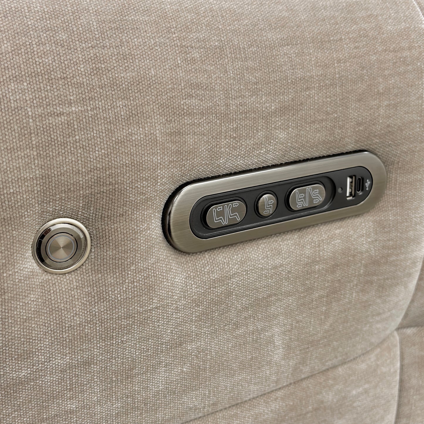'Vino' Nutmeg Fabric 2 Seater Power Recliner Sofa with Power Headrests and Heated Seats